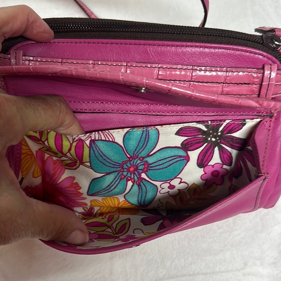 Brighton Beautiful Pink leather crossbody bag with bag charms - Picture 7 of 13